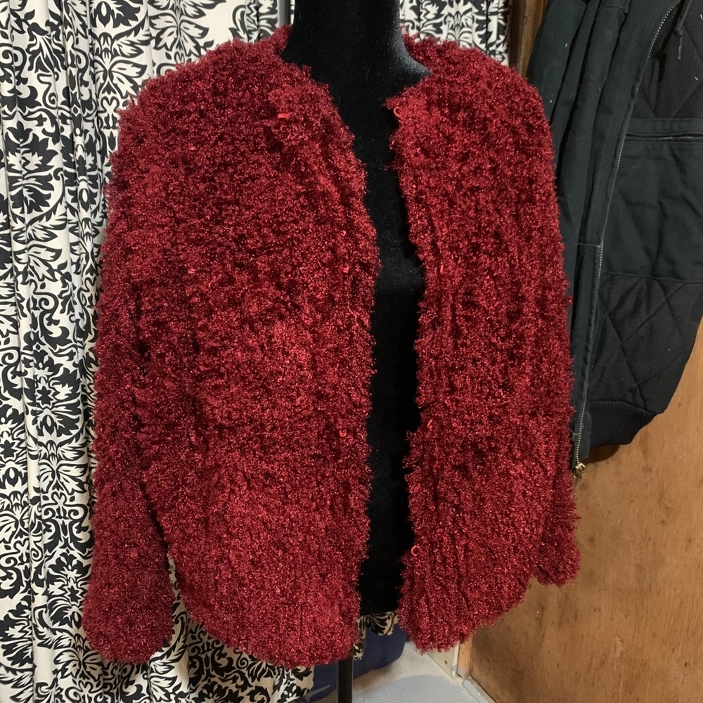 Roaman’s Cranberry Red Front Clasp Cardigan 14/16